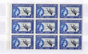 Gilbert & Ellis Islands QEII 1956/62 1/2d Bird Margin Block of 12 Mint MNH X5274