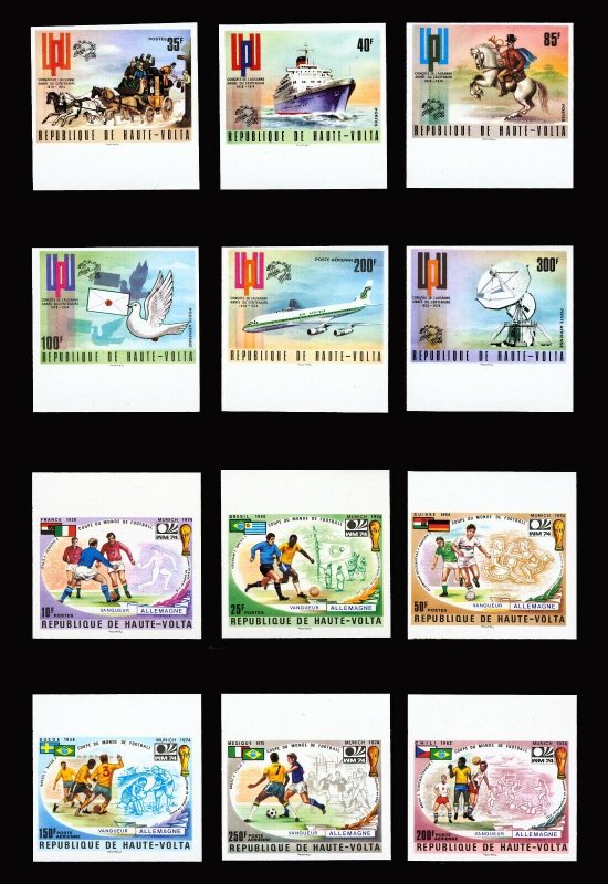 Burkina Faso #332 - #337, #C-189 - 91,93,95 1974 Imperf Error Sets, Rare