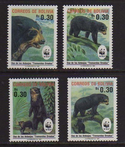 Bolivia 1991 Sc 827-830 WWF set MNH