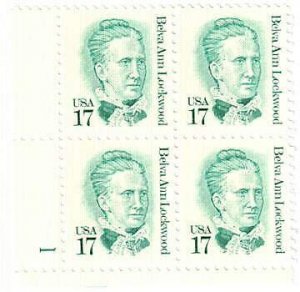 1986 Belva Ann Lockwood Plate Block of 4 17c Postage Stamps, Sc#2178, MNH, OG