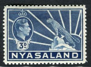 NYASALAND;  1938 early GVI issue fine Mint hinged 3d. value