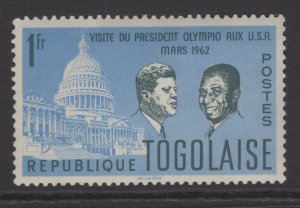 Togo 433 MH 1962 1fr blue Presidential Visit