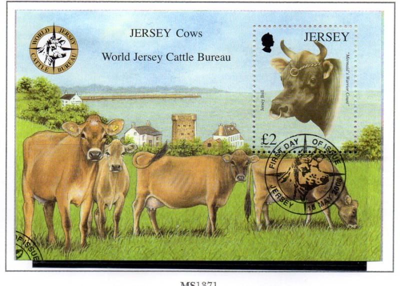 Jersey Sc 1318 2008  Cattle Bureau stamp sheet used