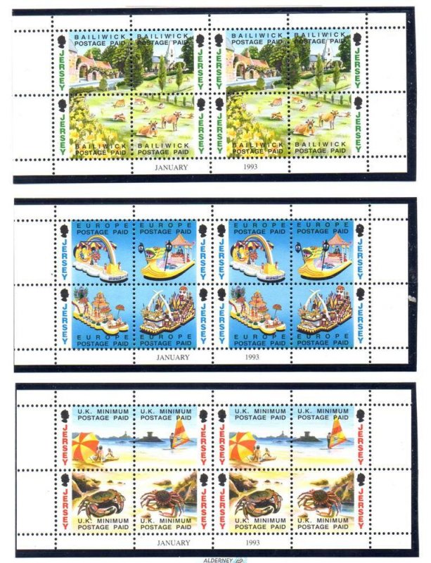 Jersey Sc 617a-5a 1993 NVI stamp booklet panes mint NH