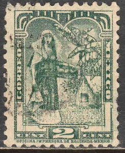 MEXICO 708, 2¢ TEHUANA INDIAN LADY 1934 DEFINITIVE SINGLE, USED F-VF. (524)