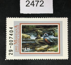 #313 US STAMPS # 41 1993 MONTANA STATE DUCK MINT OG NH $ LOT #2472