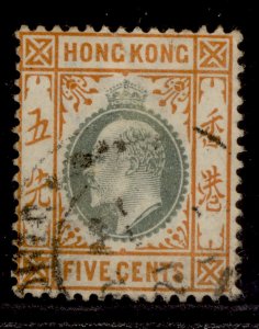 HONG KONG EDVII SG79, 5c green & brwn-orange, FINE USED. Cat £22. ORDINARY PAPER
