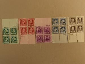 USPS Scott 864-68 American Poets 1940 Lot Of 5 Plate Bloc...