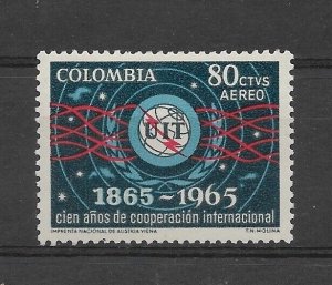 COLOMBIA 1965 100th anniversary of ITU UIT EMBLEM 1 VALUE MINT NH AIRMAIL