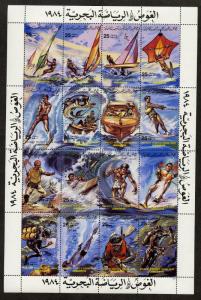 Libya 1164 MNH - Boat, Diving, Water Skiing, Fish