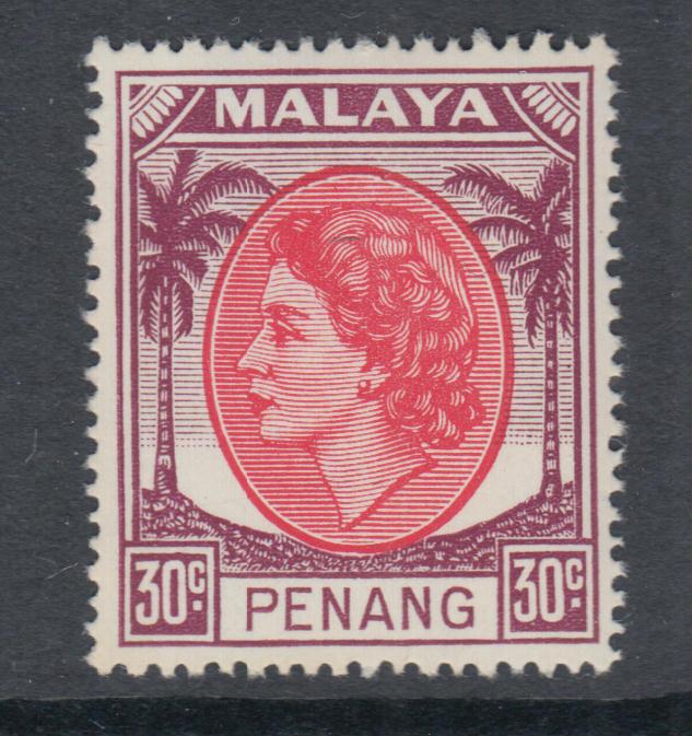 XG-Q778 MALAYA - Penang, 1955 QEII, 30C., SG38 MNH