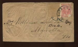 Confederate States 5 Used on REUSED Cover SAVANNAH TO MARIETTA GA LV5019