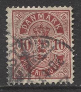 Denmark - Scott 45 - Definitive Issue -1895 - Used - Single 10s Stamp