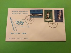Cyprus First Day Cover Olympics Mexico 1968 Stamp Cover R43240