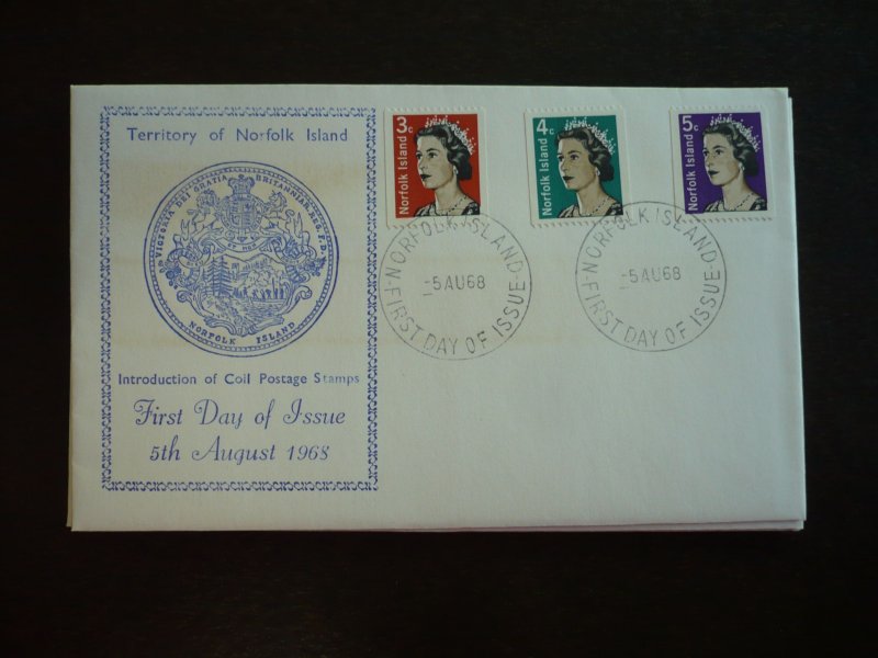 Postal History - Norfolk Island - Scott# 116-118 - Coils First Day Cover