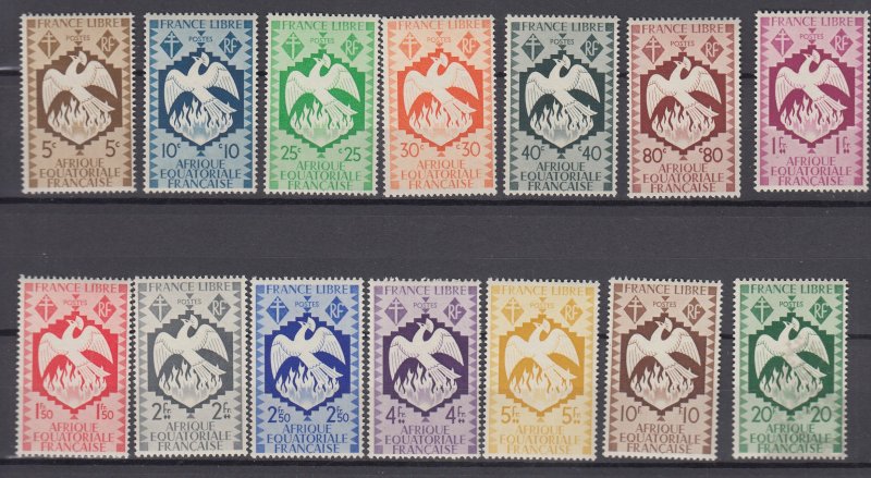 J39515  jlstamps,1941 French equatorial africa set mlh #142-5 birds