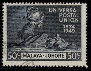 MALAYSIA - Johore GVI SG151, 50c blue-black, FINE USED.