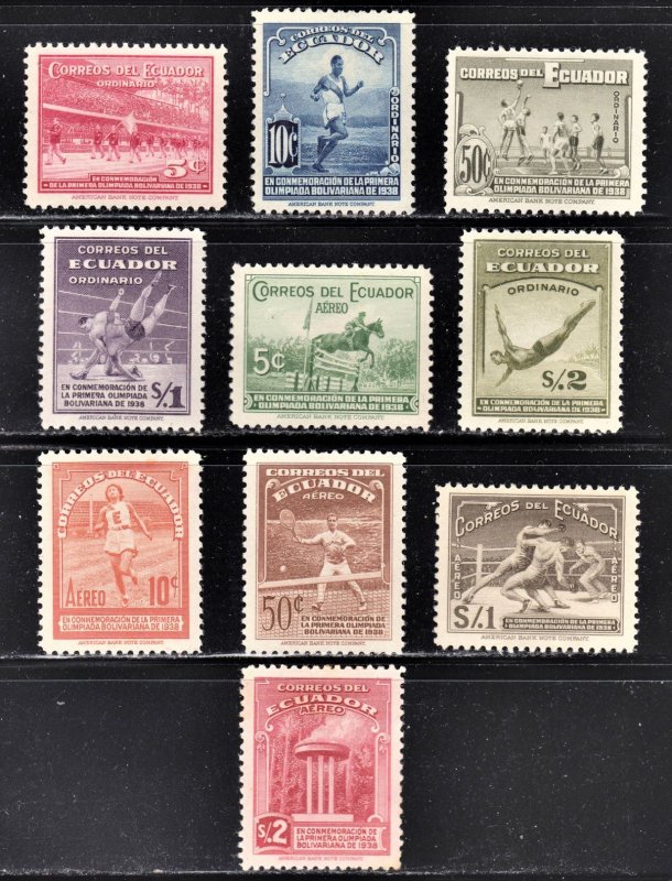 Ecuador Scott 377-81, C65-69  complete set  F to VF mint OG H or HR. Free...