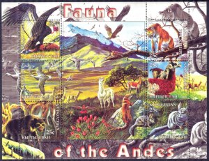 Kyrgyzstan 2004 Fauna of the Andes Animals Birds Sheet MNH Private