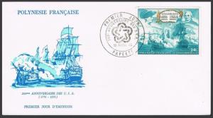 Fr Polynesia C128-C129 x2 FDC.Michel 210-211. American Bicentennial,1976.Battle.