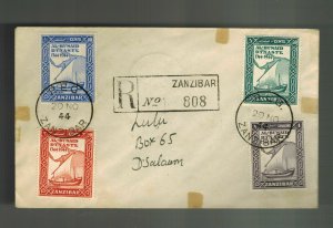 1936 Zanzibar Monarchy 200th Anniv First Day cover set # 218-221  FDC Registered