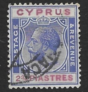 Cyprus 100  1924  2 3/4 p.. fine uised