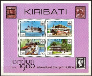 Kiribati 1980 Stamps Ships Airplanes LONDON 1980 S/S MNH