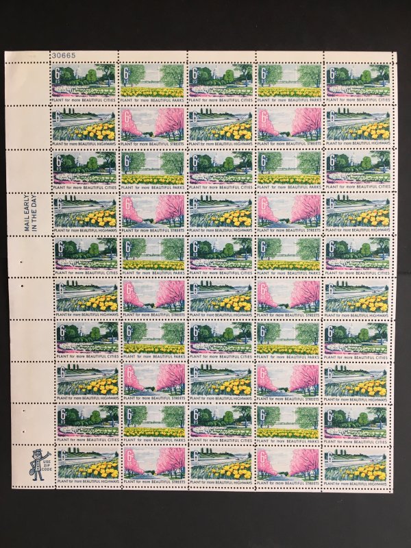 1969 sheet, Beautification of America, Sc# 1365-8