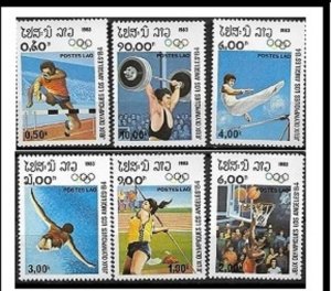 1983 Laos  Summer Olympics Los Angles  SC# 429-434 Mint