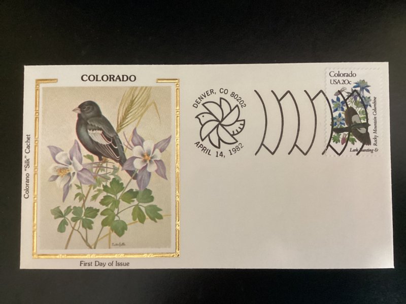 US Scott #1958 Colorado FDC unaddressed Colorano Silk Lark Bunting & Columbine