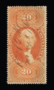 EXCELLENT GENUINE SCOTT R98c F-VF 1862-71 ORANGE 1ST ISSUE REV CONVEYANCE #18635