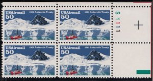 1991 Antarctic Treaty 50th Anniversary Sc C130 AIRMAIL plate block MNH -Typical