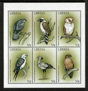Liberia 1999 - Birds Owl - Sheet of 6 Stamps - Scott #1403 - MNH