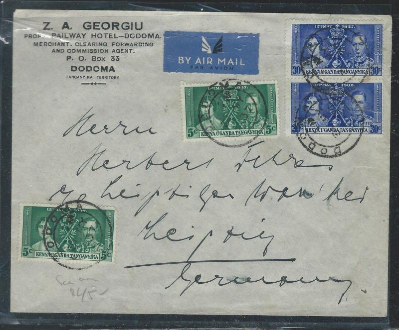 KENYA,UGANDA,TANGANYIKA (P2809B) 1937 KGVI CORONATION 5CX2+30CX2+KGV 1CX5 A/M DO