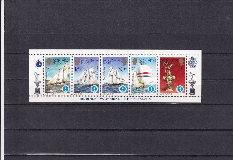 SA26d Solomon Islands 1986 America's Cup Yachting Championship mint strip of 5.