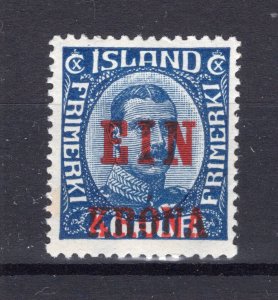 ICELAND 1926 EIN KRONA OVERPRINT SCOTT 150 FACIT 159 WELL CENTERED PERFECT MNH