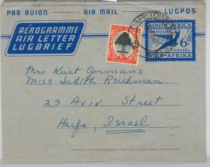 59558 - SOUTH AFRICA - POSTAL HISTORY:  AEROGRAMME to ISRAEL - 1954