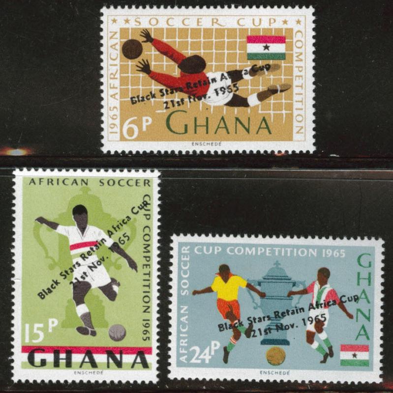 GHANA Scott 244-46 MH* 1966 soccer overprint set 