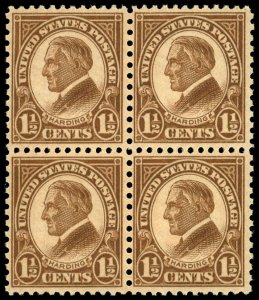 US Sc 633 MNH BLOCK of 4 - 1927 1½¢ - Harding