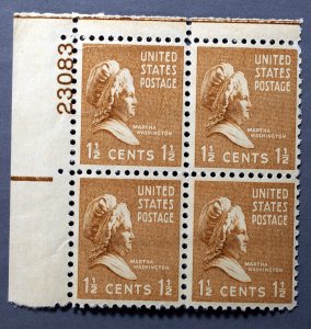 United States #805 MNH VF Plate Block of 4 Martha Washington