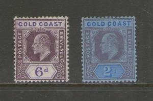 Gold Coast 1907 KEVII SG 64,66 MH