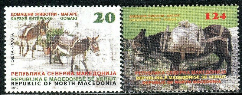 197 - MACEDONIA 2019 - Domestic Animals - Donkey - MNH Set