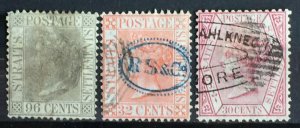 Malaya Straits Settlements 1867-72 QV wmk CC 17V used 96c P.12½ SG#11-19a M2351