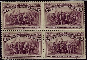 U.S. Columbus #231 Block of 4 w/perfs reinforced SCV$85.00...Bid to Win!