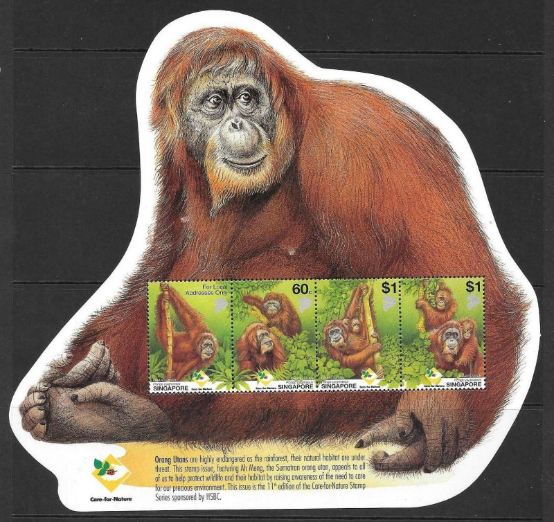 SINGAPORE SGMS1120 2001 ORANGUTAN CONSERVATION MNH