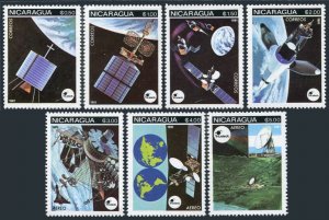 Nicaragua 1129-1132,C989-C991, MNH. Mi 2224-2230. Space, 1981. Satellites,Globe.