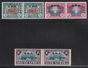 South West Africa Scott #'s B9 - B11 pairs set mint hinged scv $ 70 ! see pic !