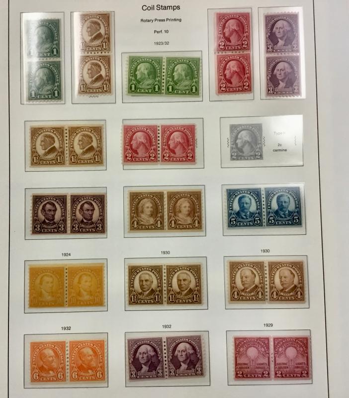 (BJ STAMPS) US  597-723  1923-1932 16 MINT NH Coil pairs