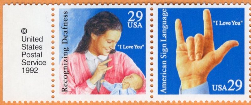 Scott 2784a Recognizing Deafness, American Sign Language - MNH Pair