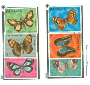 Panama; Scott 483, 483A-483E; 1968; Precanceled; NH; Complete Set; Butterflies